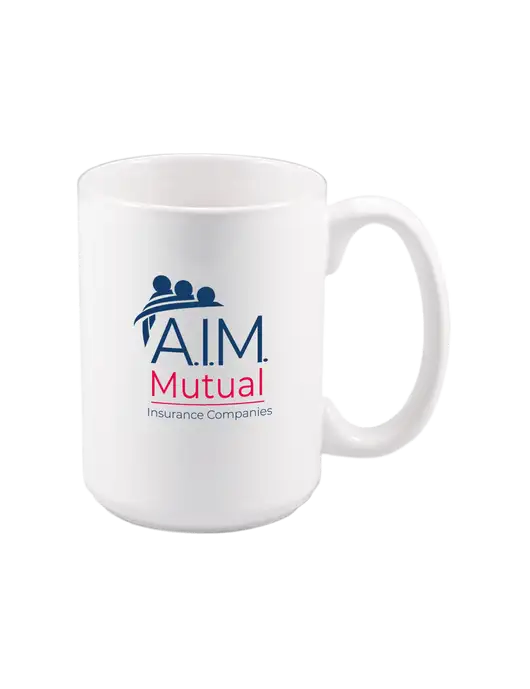 15 oz White Ceramic Mug w/A.I.M. Mutual Logo