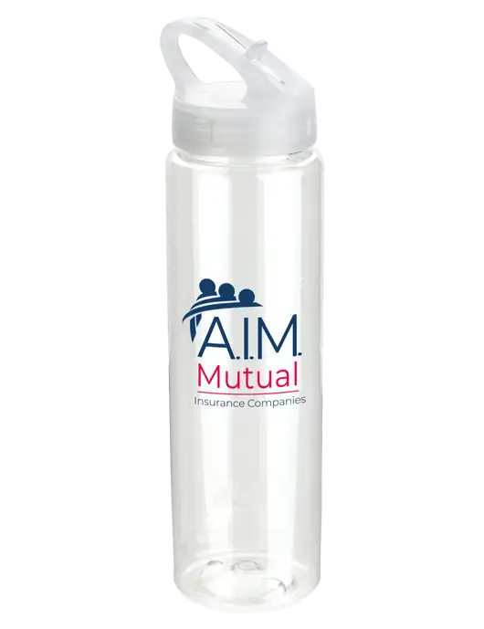 Buddy Clear 32 oz PET Bottle with Flip Lid w/A.I.M. Mutual Logo