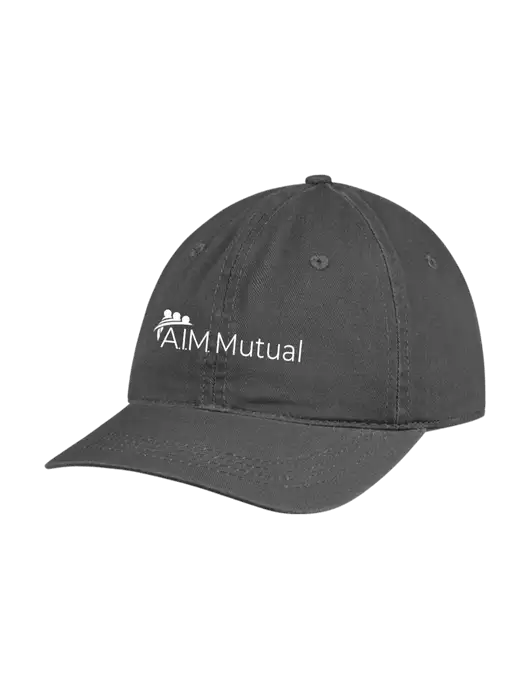 Garment Washed Unstructured Twill Charcoal Cap w/A.I.M. Mutual Logo