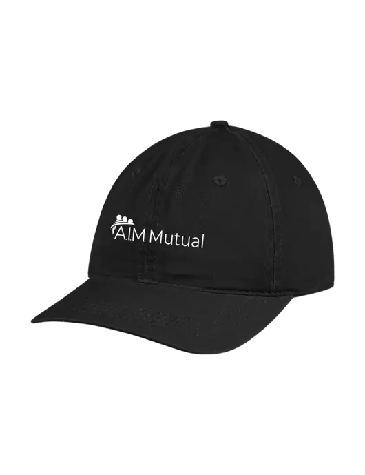 Garment Washed Unstructured Twill Black Cap w/A.I.M. Mutual Logo
