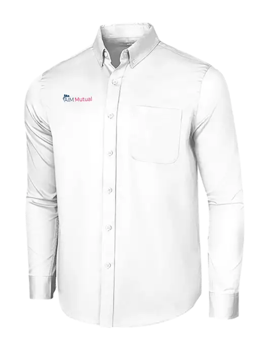Long Sleeve White Superpro React Twill Shirt w/A.I.M. Mutual Logo