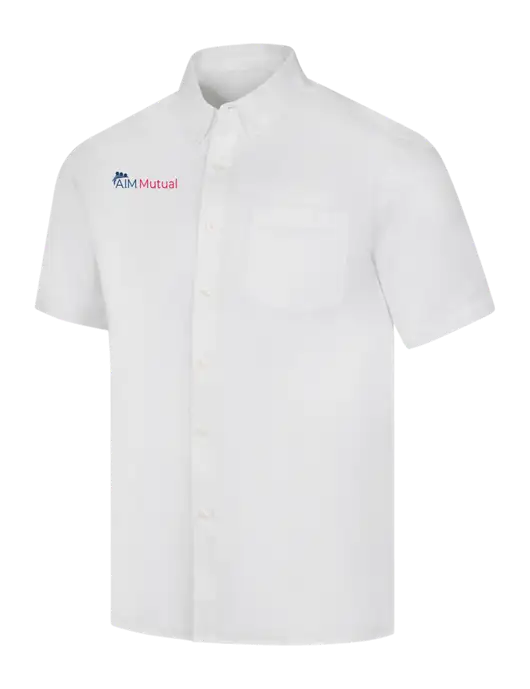 Short Sleeve White Superpro React Twill Shirt w/A.I.M. Mutual Logo