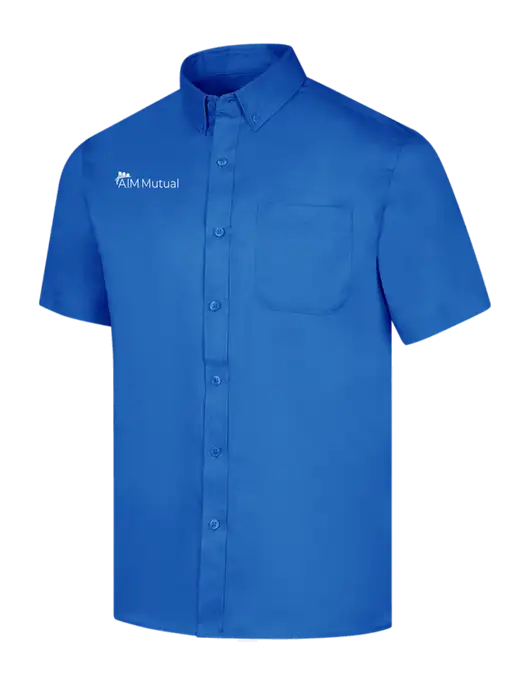 Short Sleeve Royal Blue Superpro React Twill Shirt w/A.I.M. Mutual Logo