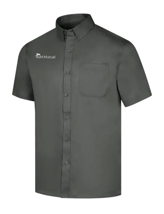 Short Sleeve Dark Grey Superpro React Twill Shirt w/A.I.M. Mutual Logo