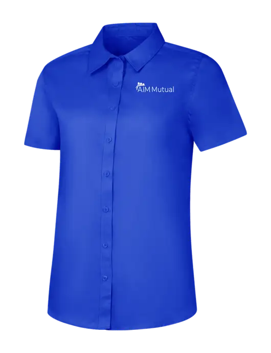 Womens Short Sleeve Dark Royal Superpro React Twill Shirt w/A.I.M. Mutual Logo