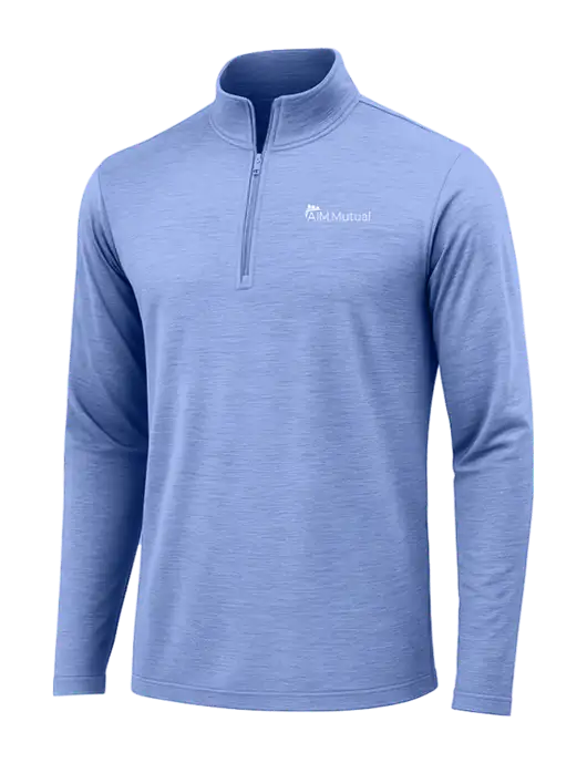 True Royal Heather Posicharge Tri-Blend Wicking 1/4 Zip Pullover w/A.I.M. Mutual Logo
