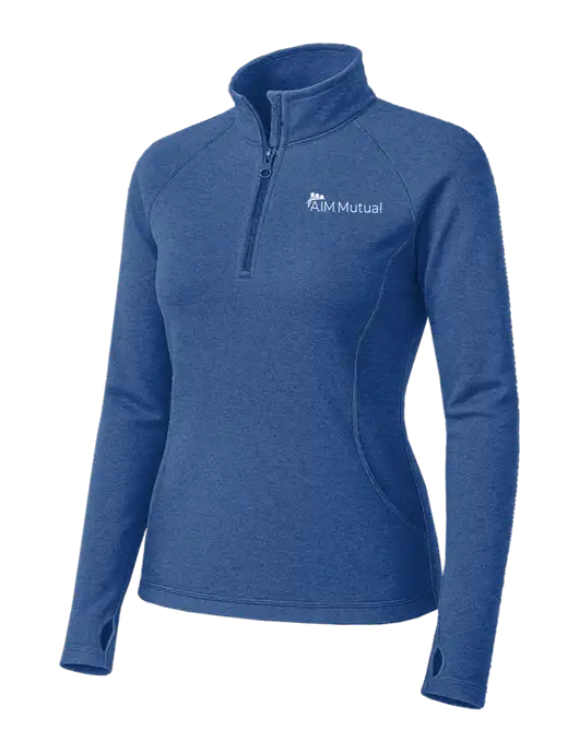 Royal Heather Womens Sport Wick Stretch 1/4 Zip Pullover w/A.I.M. Mutual Logo