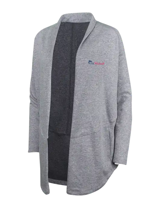 Medium Heather Grey/Char Heather Womens Interlock Cardigan w/A.I.M. Mutual Logo