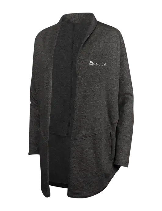 Charcoal Heather/ Medium Heather Grey Womens Interlock Cardigan w/A.I.M. Mutual Logo