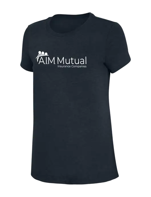 Womens Simply Soft Navy 4.5oz Poly/Combed Ring Spun Cotton T-Shirt w/A.I.M. Mutual Logo