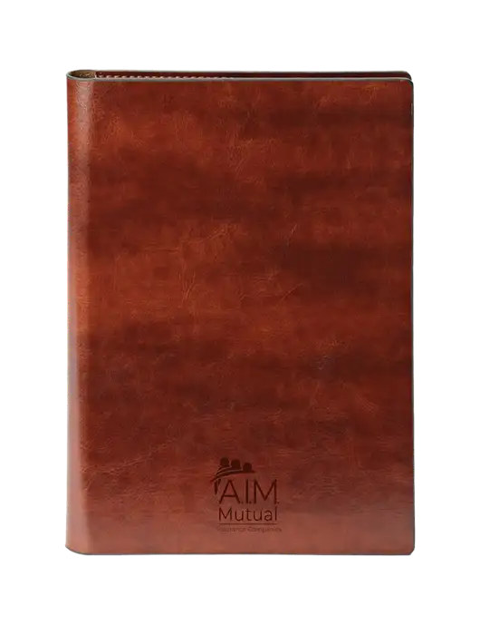 Fabrizio Brown 7 x 9.625 Padfolio & Notepad w/A.I.M. Mutual Logo