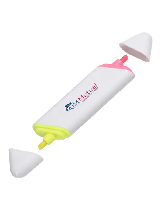 White BiLighter Dual Ended Highlighter w/A.I.M. Mutual Logo