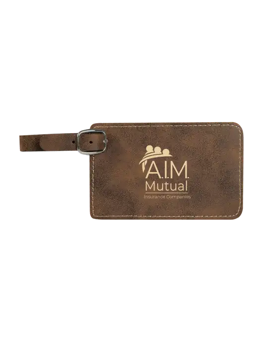 Rustic Leatherette Luggage Tag w/A.I.M. Mutual Logo