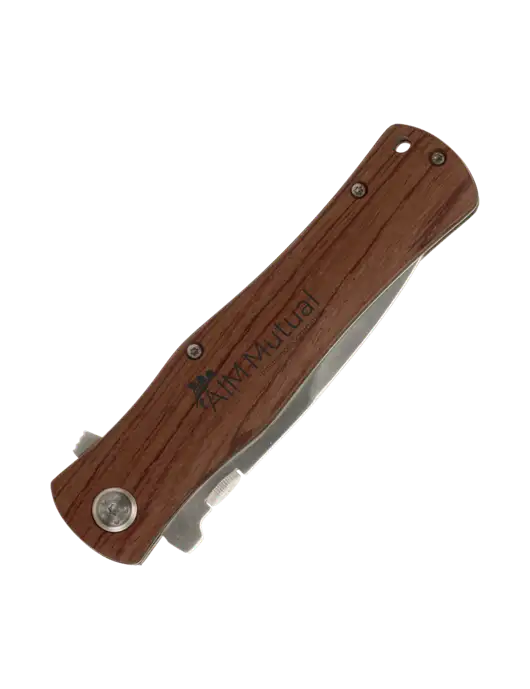 Wood Handle Knife w/A.I.M. Mutual Logo