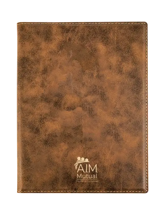 Rustic Leatherette 7 x 9 Portfolio with Notepad w/A.I.M. Mutual Logo