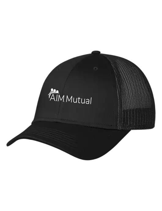 Black Mesh Trucker Cap Snap Back w/A.I.M. Mutual Logo