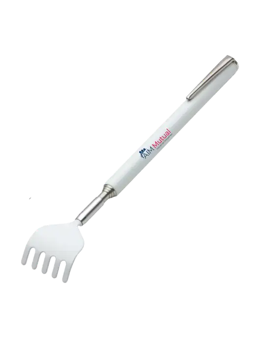 Telescopic White Back Scratcher w/A.I.M. Mutual Logo