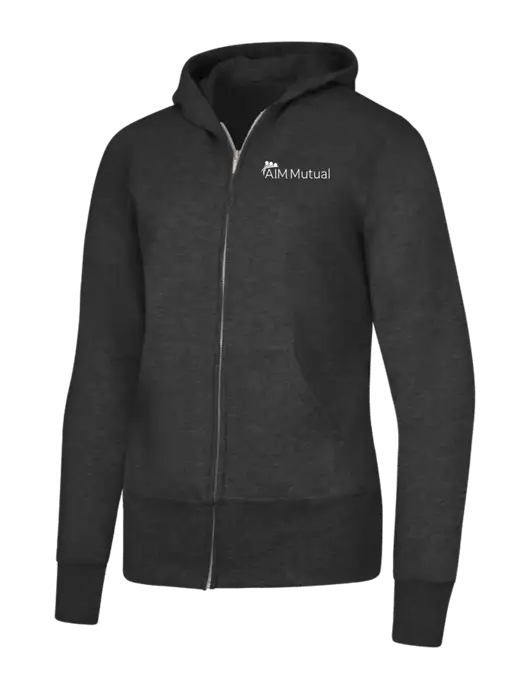 Dark Heather Grey Womens Core Fleece Full-Zip Hooded Sweatshirt w/A.I.M. Mutual Logo