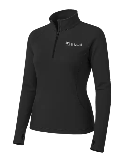 Charcoal Grey Womens Sport Wick Stretch 1/4 Zip Pullover w/A.I.M. Mutual Logo