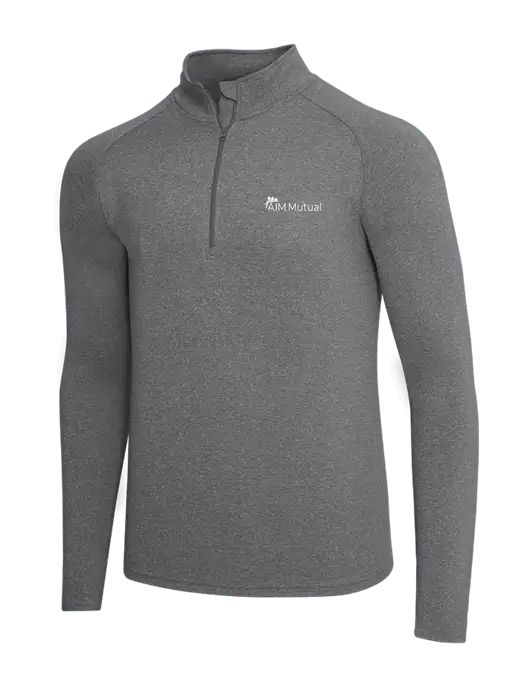 Dark Grey Heather Sport Wick Stretch 1/4 Zip Pullover w/A.I.M. Mutual Logo