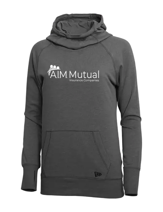 New Era Black Heather Womens Tri-Blend Fleece Pullover Hoodie w/A.I.M. Mutual Logo
