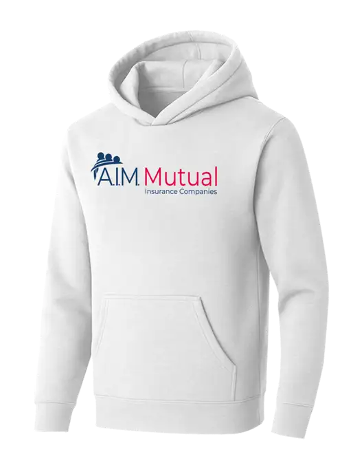 BELLA+CANVAS Heathered White Sponge Fleece Pullover Hoodie w/A.I.M. Mutual Logo