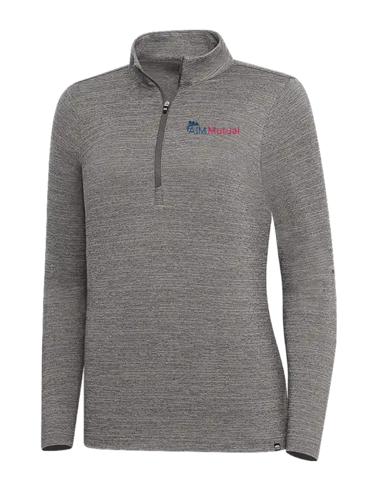 TravisMathew Medium Grey Heather Womens Crestview 1/4 Zip w/A.I.M. Mutual Logo