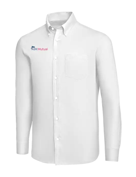 Brooks Brothers White Wrinkle-Free Stretch Nailhead Shirt w/A.I.M. Mutual Logo