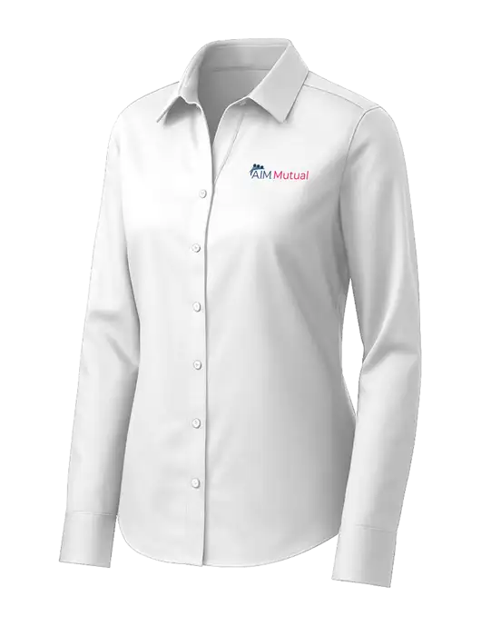 Brooks Brothers Womens White Wrinkle-Free Stretch Pinpoint Shirt w/A.I.M. Mutual Logo