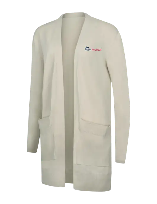 Mercer+Mettle Womens Ivory Open Front Cardigan Sweater w/A.I.M. Mutual Logo