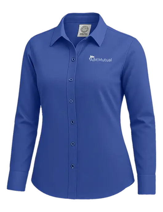 Brooks Brothers Womens Royal Blue Wrinkle-Free Stretch Nailhead Shirt w/A.I.M. Mutual Logo