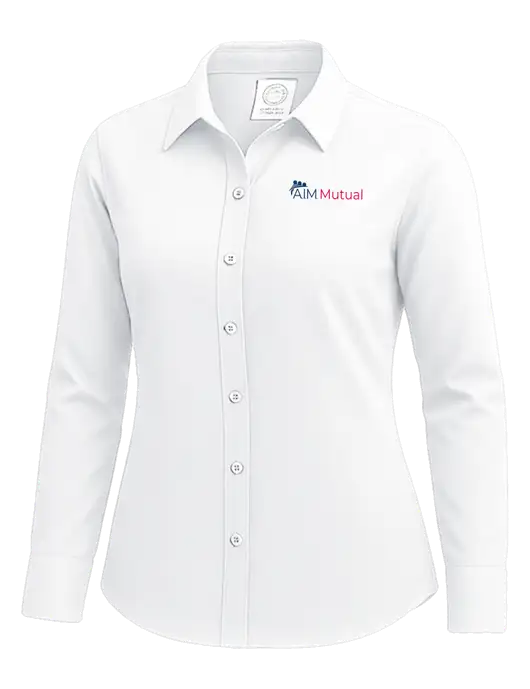 Brooks Brothers Womens White Wrinkle-Free Stretch Nailhead Shirt w/A.I.M. Mutual Logo
