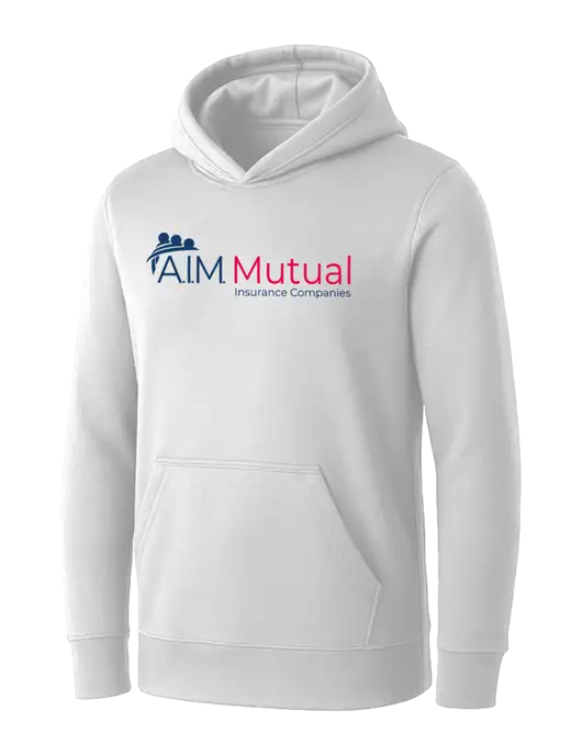 Womens White Core Fleece Pullover Hooded Sweatshirt w/A.I.M. Mutual Logo
