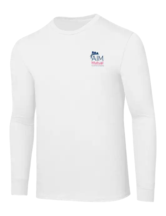 Core Blend White Long Sleeve Tee w/A.I.M. Mutual Logo