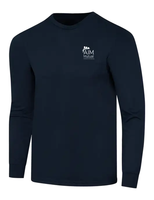 Simply Soft Long Sleeve Navy 4.5 oz, Poly/Combed Ring Spun Cotton T-Shirt w/A.I.M. Mutual Logo