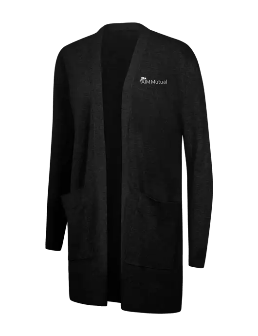 Mercer+Mettle Womens Black Open Front Cardigan Sweater w/A.I.M. Mutual Logo