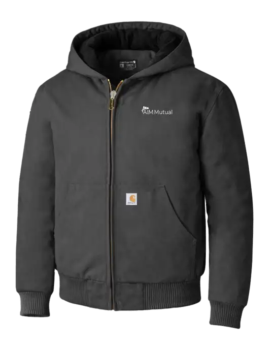 Carhartt Dark Grey Quilted-Flannel-Lined Duck Active Jacket w/A.I.M. Mutual Logo