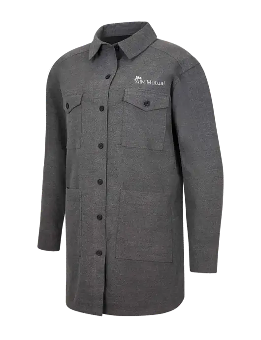 Mercer+Mettle Womens Medium Grey Heather Long Sleeve Twill Overshirt w/A.I.M. Mutual Logo