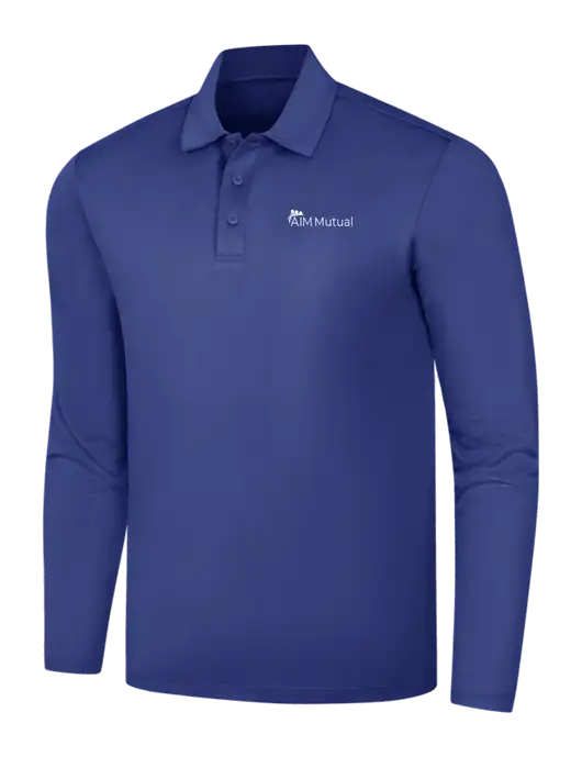 Dark Royal Silk Touch Performance Long Sleeve Polo w/A.I.M. Mutual Logo