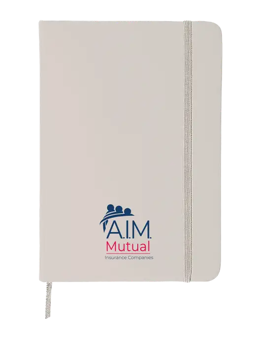 White Comfort Touch Bound Journal 5" X 7" w/A.I.M. Mutual Logo