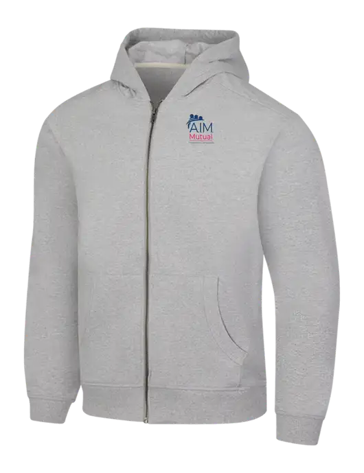Light Grey Heather Re-Fleece Full-Zip Hoodie w/A.I.M. Mutual Logo