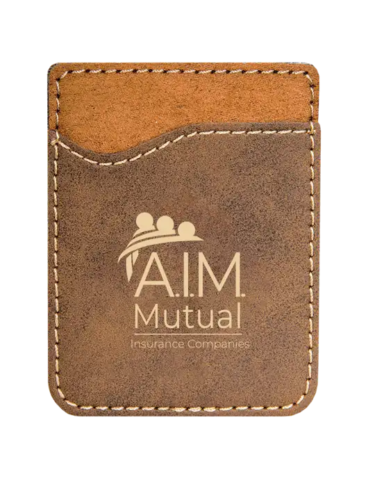Rustic Laserable Leatherette Phone Wallet w/A.I.M. Mutual Logo