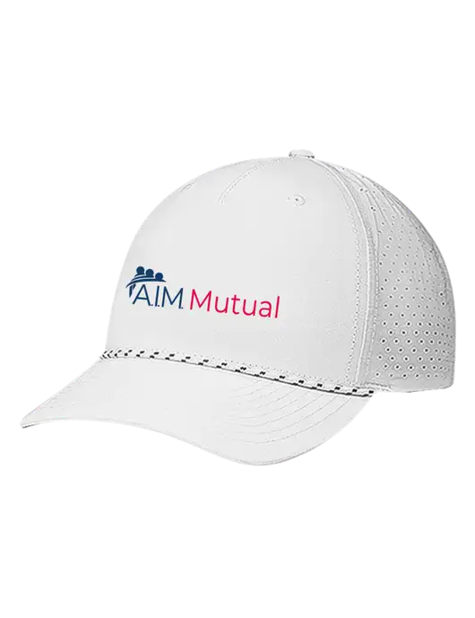 Richardson Laser Perf Performance White/White-Black Rope Cap w/A.I.M. Mutual Logo