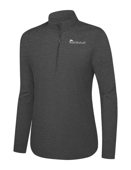  Womens Dark Grey Heather C-FREE Double Knit 1/4-Zip w/A.I.M. Mutual Logo