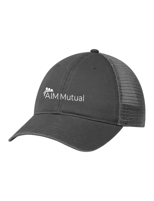 Richardson 111 Garment Washed Trucker Cap Charcoal w/Charcoal Mesh w/A.I.M. Mutual Logo