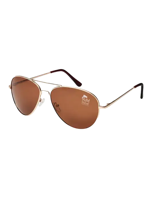 Aviator Coffee Brown with Gold Sunglasses  w/A.I.M. Mutual Logo