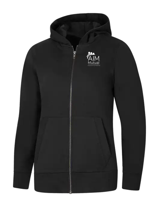 Womens Black Re-Fleece Full-Zip Hoodie w/A.I.M. Mutual Logo