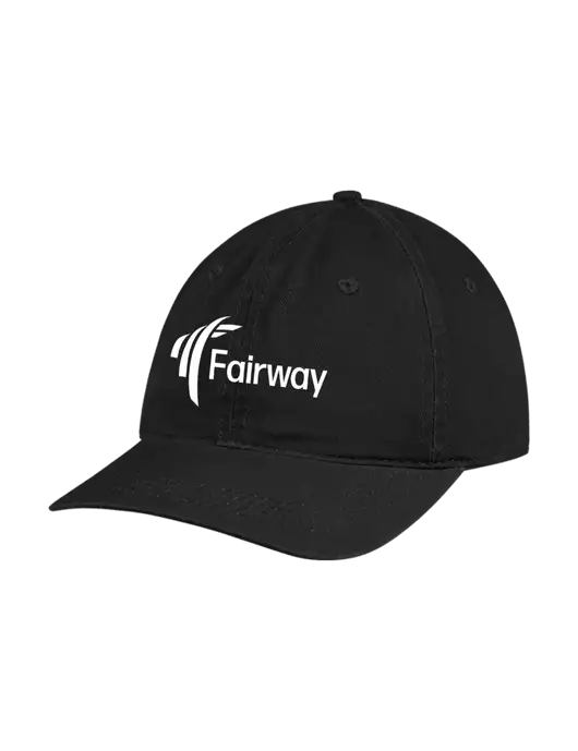 Garment Washed Unstructured Twill Black Cap w/Fairway Logo
