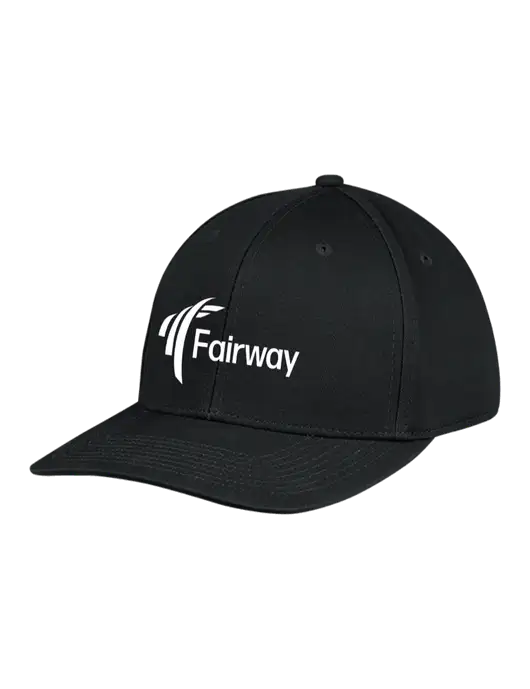 Premium Modern Structured Twill Black Snapback Cap w/Fairway Logo