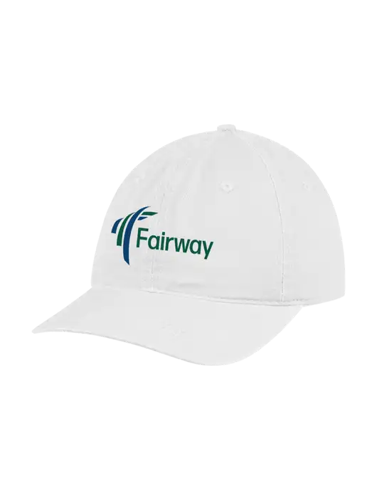 Garment Washed Unstructured Twill White Cap w/Fairway Logo
